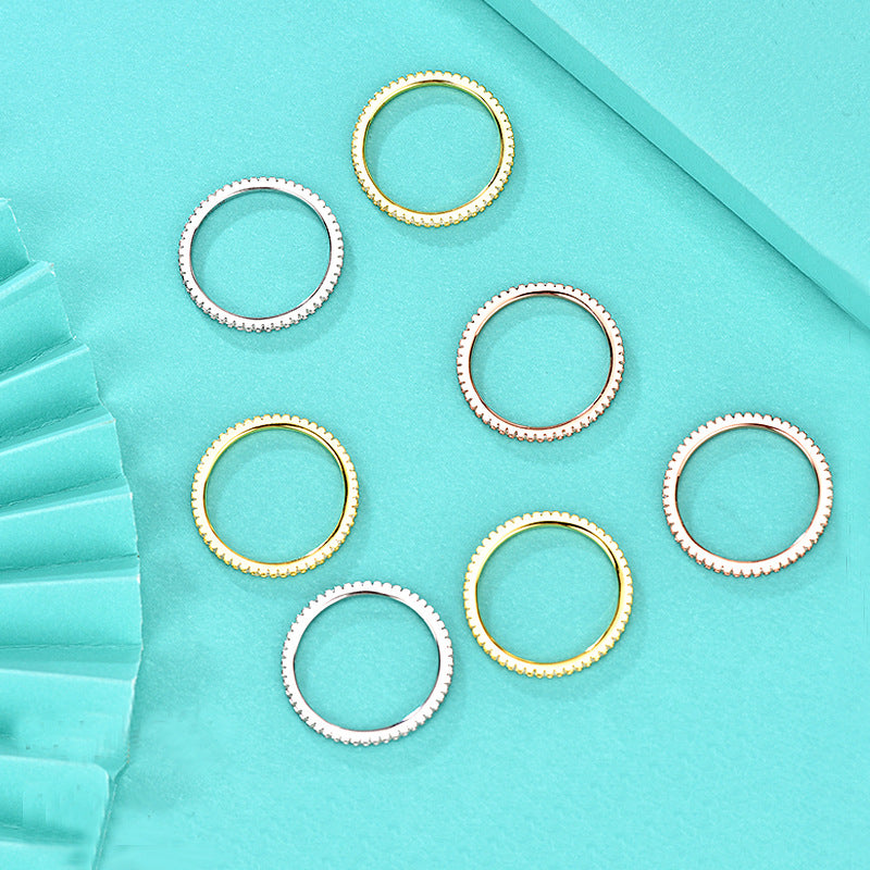 Minimalism CZ Line 925 Sterling Silver Stacker Ring