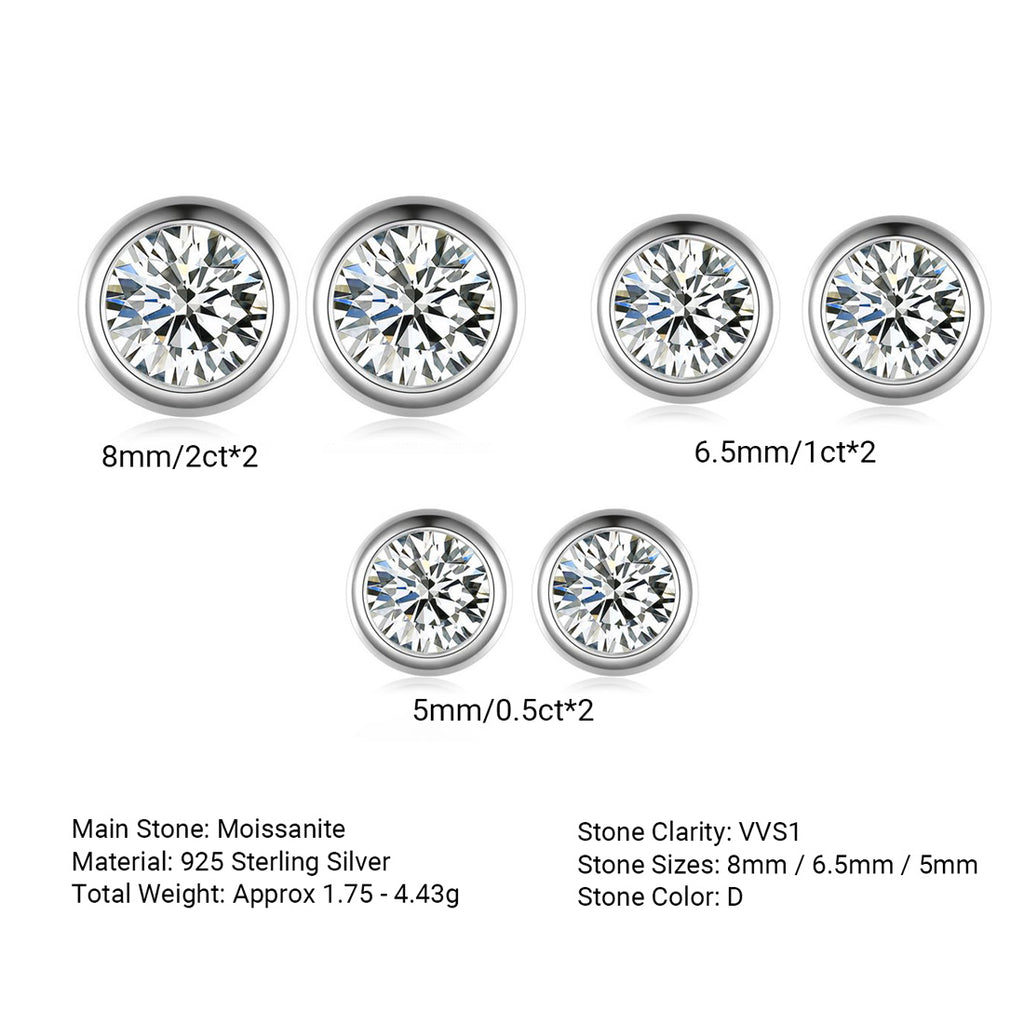 Round Bubble-Cut Moissanite 925 Sterling Silver Stud Earrings