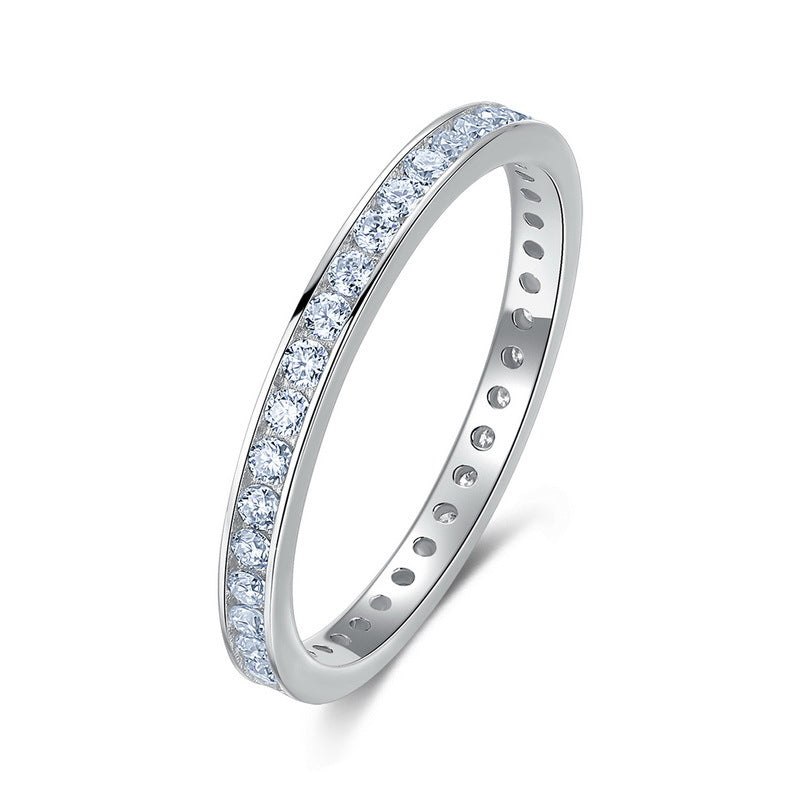 Moissanite Wave Stackable Thin Band  925 Sterling Silver Ring