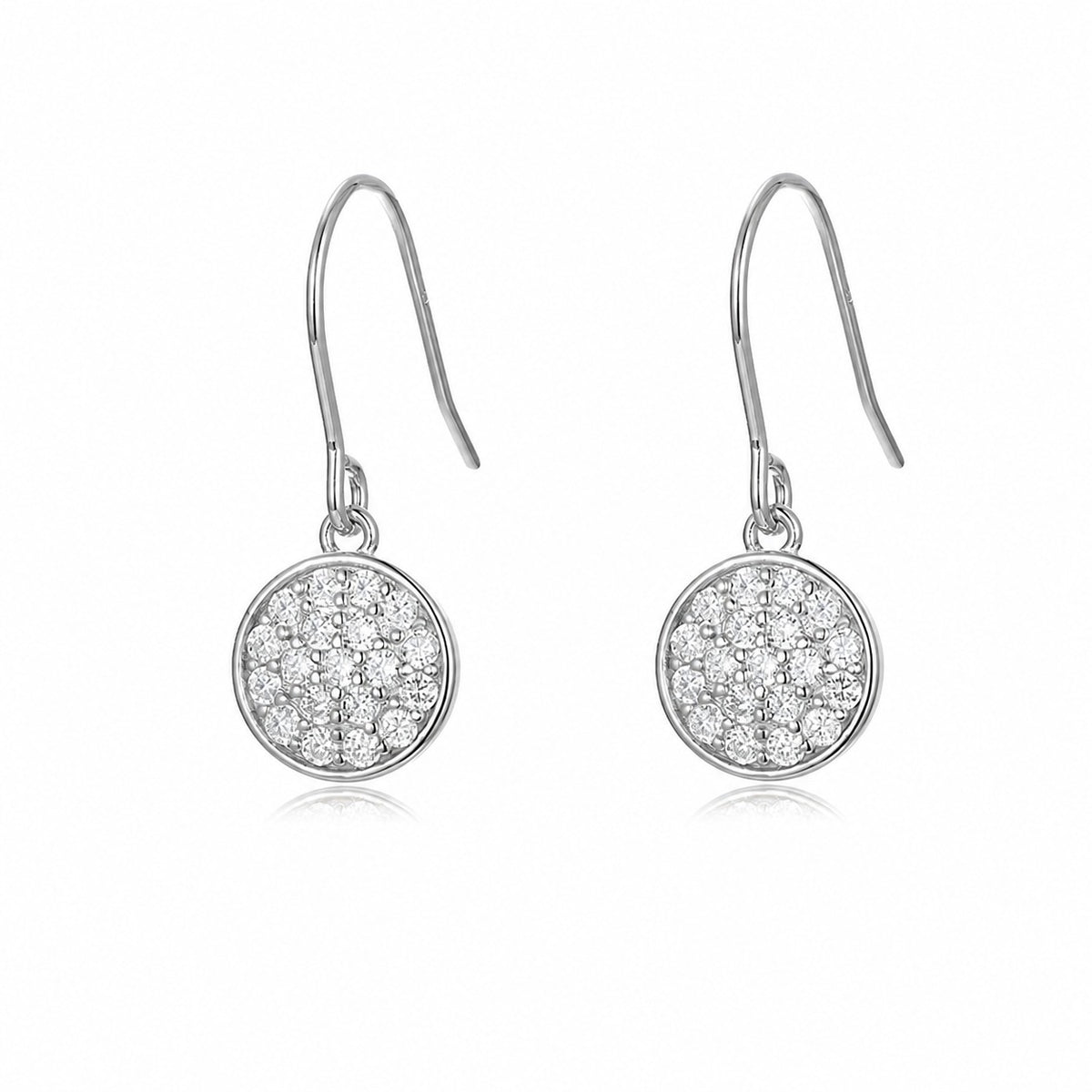 Round Disc Moissanite Pave Drop Earrings  S925 Sterling Silver Earrings