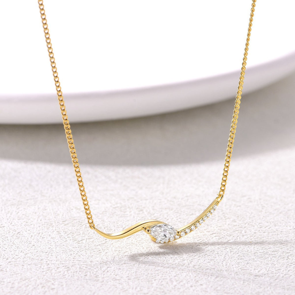 Mossanite Marquise-Cut Collar Chain 925 Sterling Silver Necklace