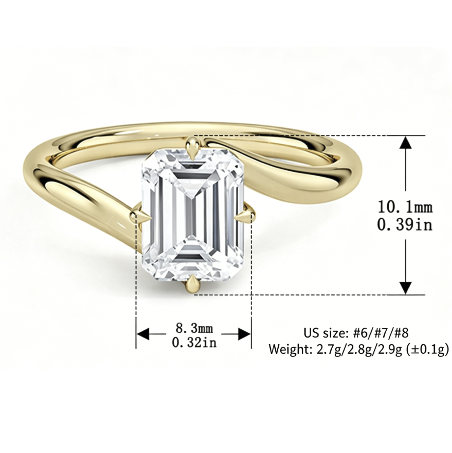 Geometric Rectangular Clear Cubic Zirconia 925 Sterling Silver Twisted Band Ring Minimalist Fashion Commuter Elegant Unisex Statement Ring