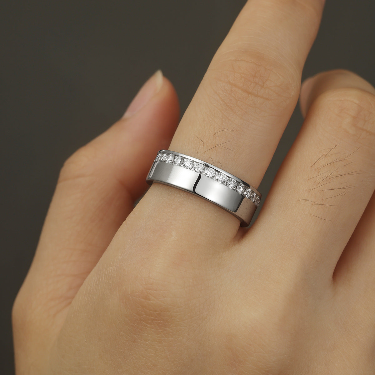 Simple Yet Elegant Full Band Moissanite For Men 925 Sterling Silver Ring