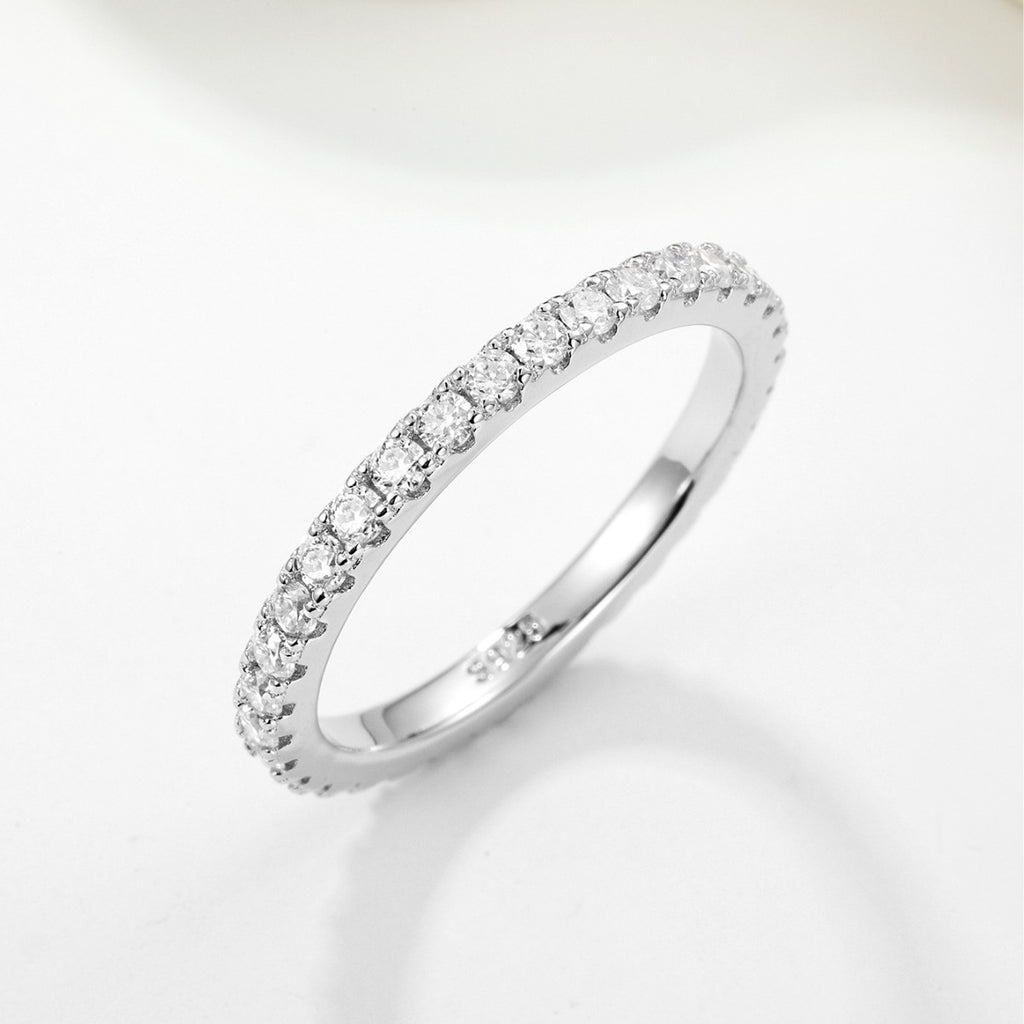 Round Moissanite Fully Set 925 Sterling Silver Ring