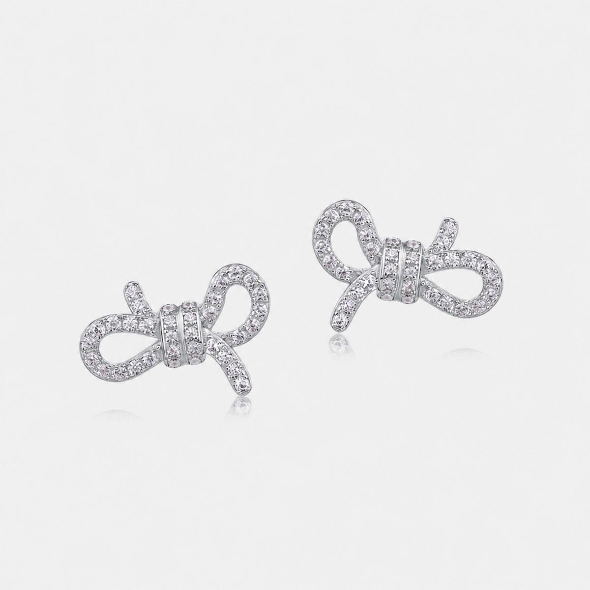 Bowknot Cubic Zirconia Ear  925 Sterling Silver Stud Earrings