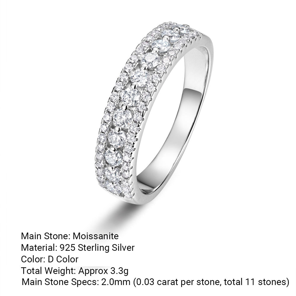 Mossanite Geometric Multi-Stone 925 Sterling Silver Ring