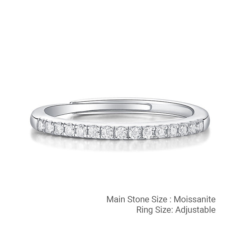 Moissanite Geometric Design Minimalist Fashion Silver 925 Sterling Silver Adjustable Ring