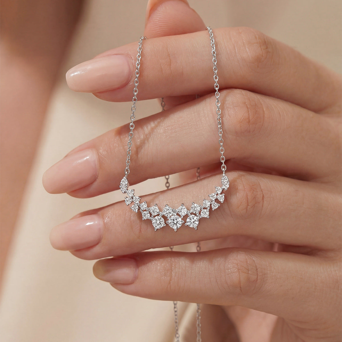 Starry Sky Clavicle Chain Moissanite 925 Sterling Silver Necklace