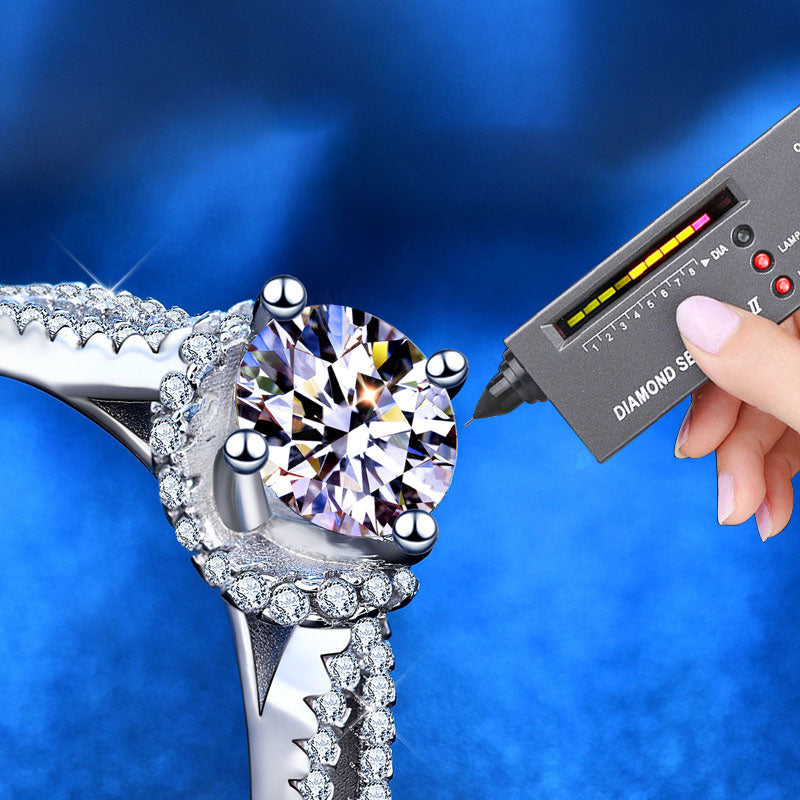 Lady Round Moissanite CZ Babysbreath 925 Sterling Silver Adjustable Ring