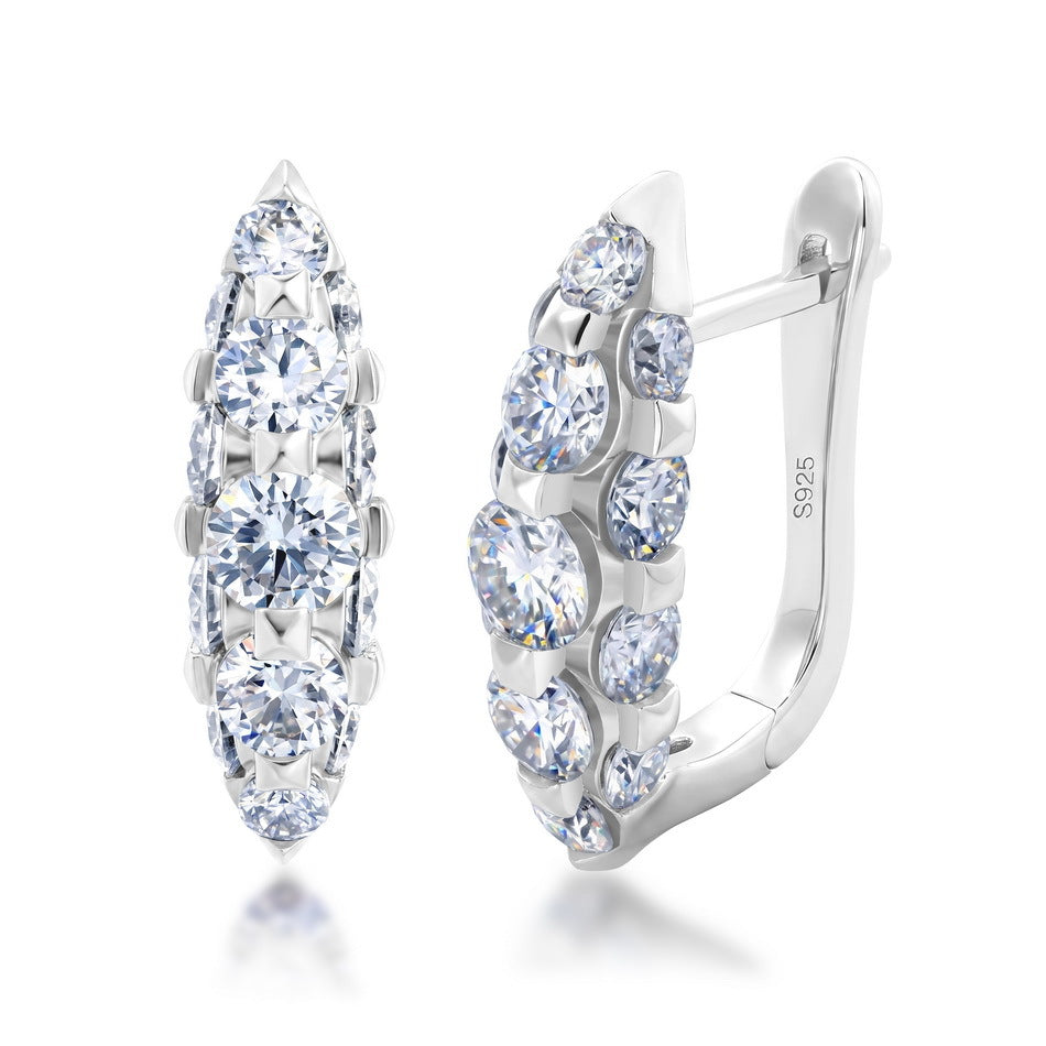 Geometric Marquise Cluster Moissanite  925 Sterling Silver Hoop Earrings
