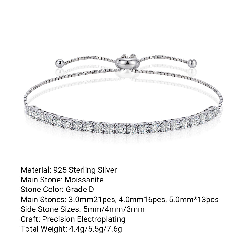 Lightly Luxurious European-Style Moissanite  925 Sterling Silver Bracelet