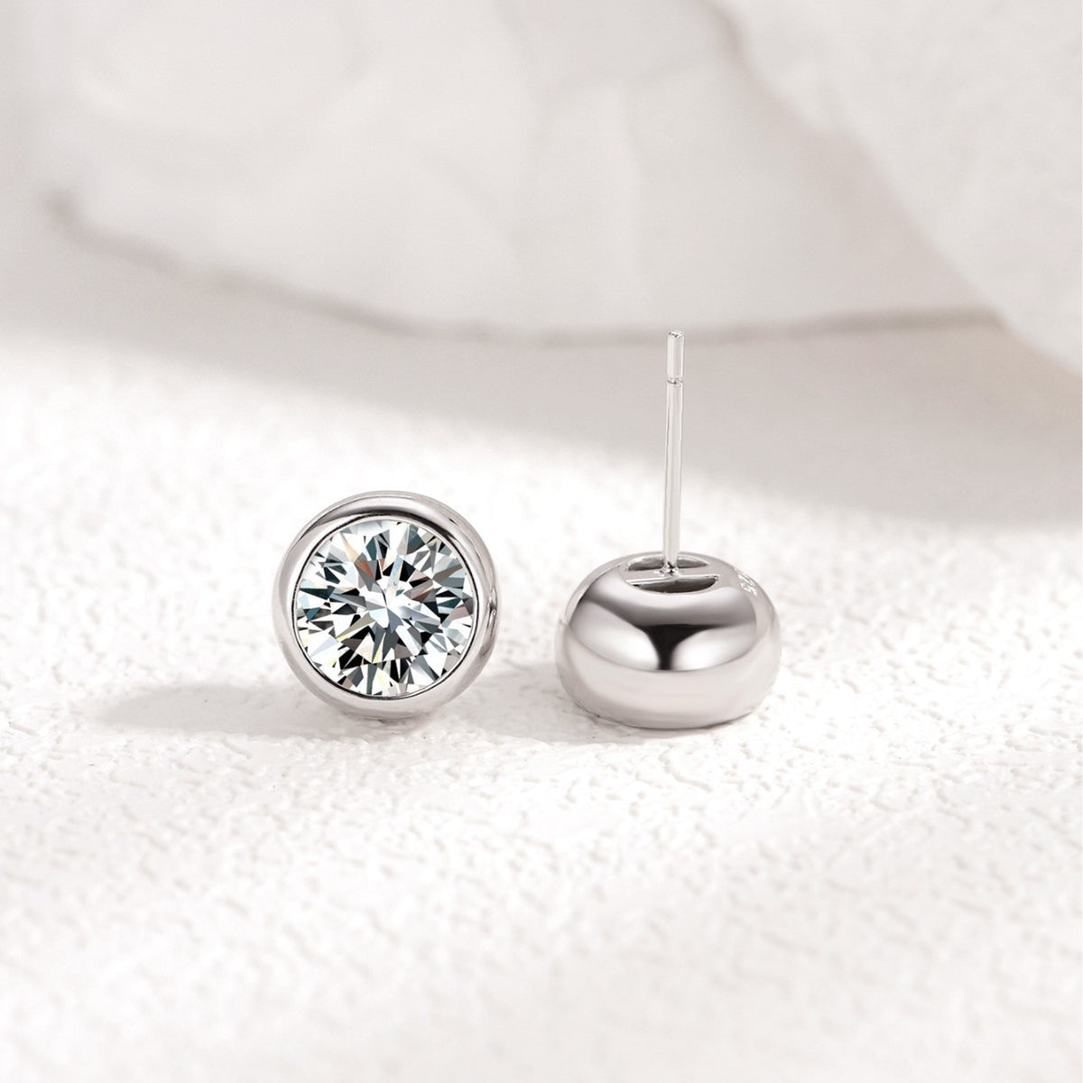 Round Bubble-Cut Moissanite 925 Sterling Silver Stud Earrings