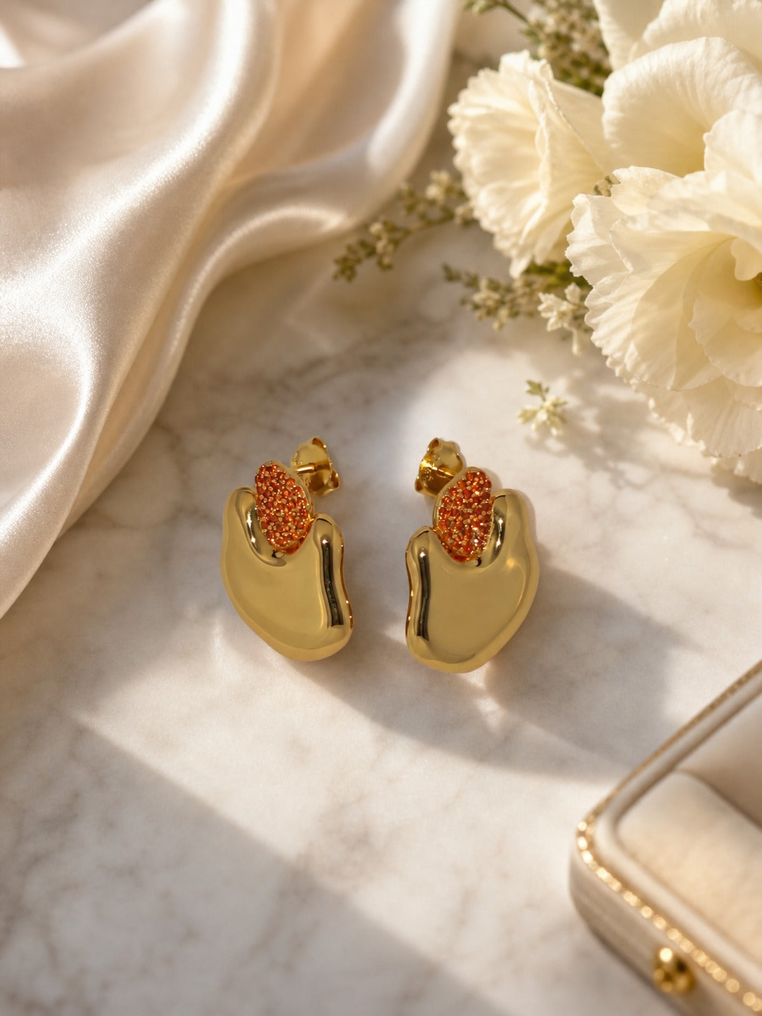 Modern Fluid Micro Pave Cubic Zirconia Colored 925 Silver Stud Earrings