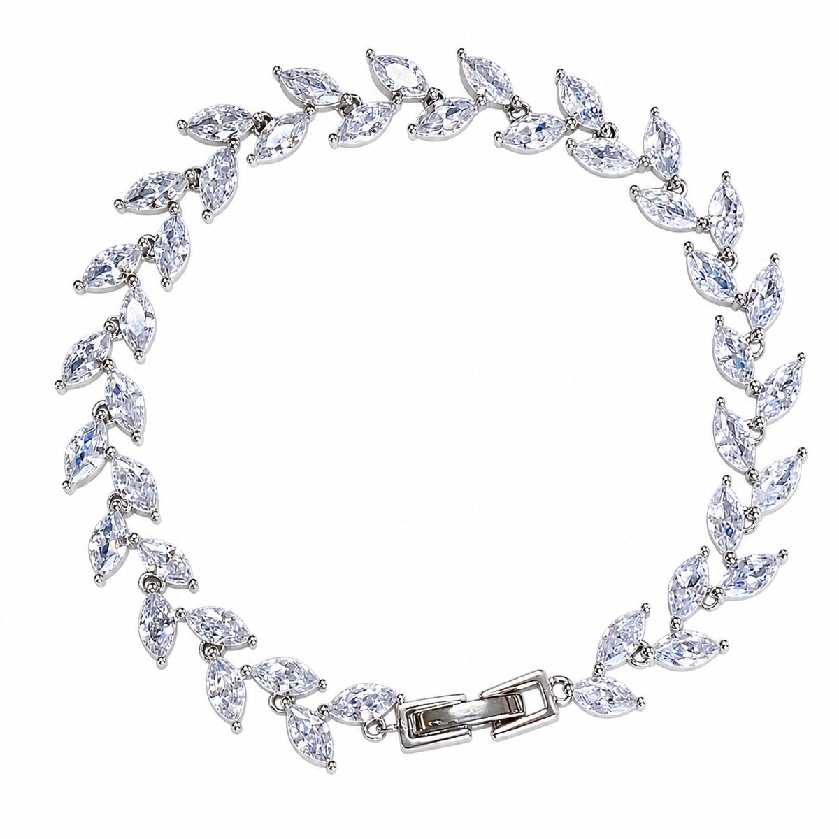 Silver Marquise-Cut Zirconia S925 Silver Elegant Vine Link Ball Chain Bracelet