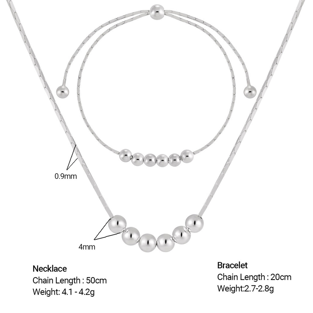 Minimalist Geometric 925 Sterling Silver Polished Round Bead Snake Chain Necklace