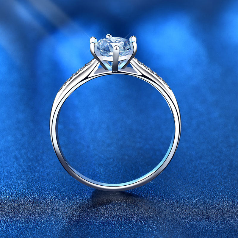 Minimalism Simple Six Claw Moissanite CZ 25 Sterling Silver Ring