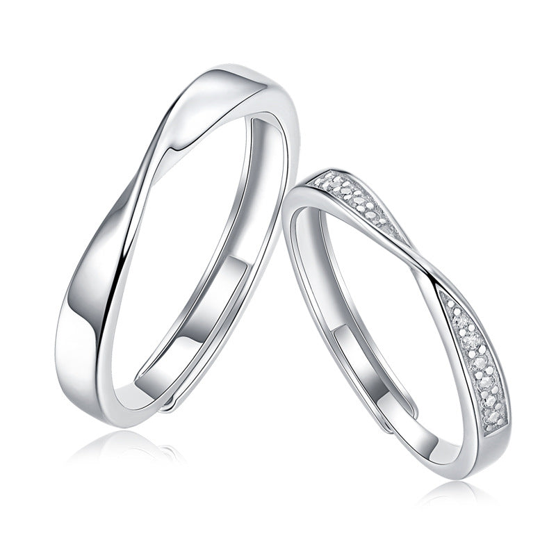Ins-Style Moissanite Mobius Classic Silver S925 Sterling Silver Couple Rings