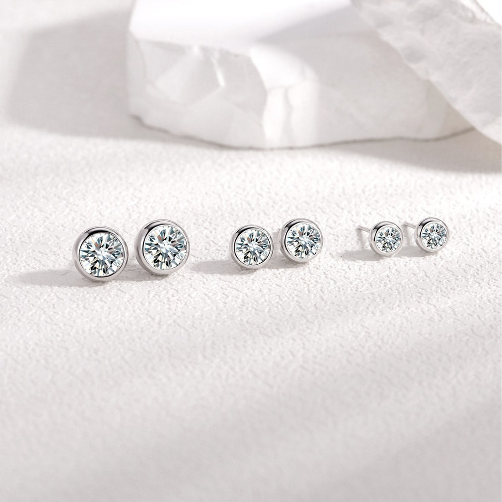 Round Bubble-Cut Moissanite 925 Sterling Silver Stud Earrings
