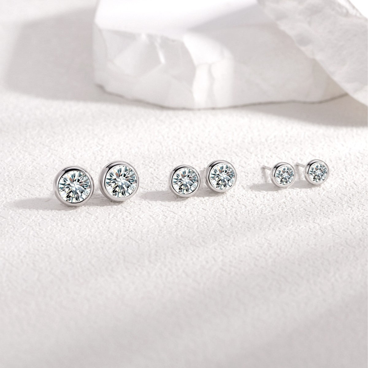 Round Bubble-Cut Moissanite 925 Sterling Silver Stud Earrings
