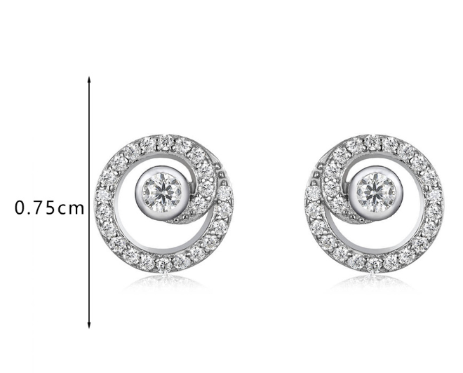 D Color Moissanite Double Layer Spiral Circle Stud Earrings