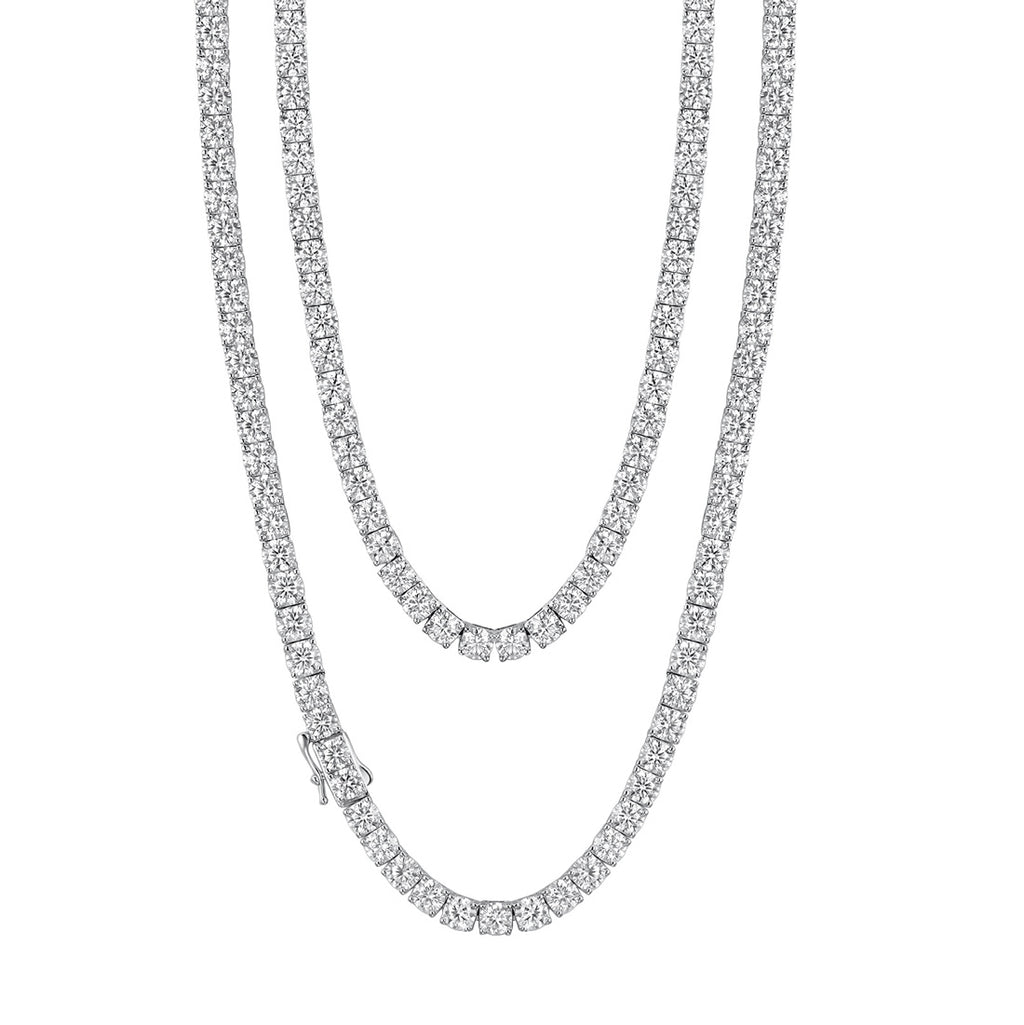 Round Geometric Moissanite Tennis Chain  925 Sterling Silver Necklace
