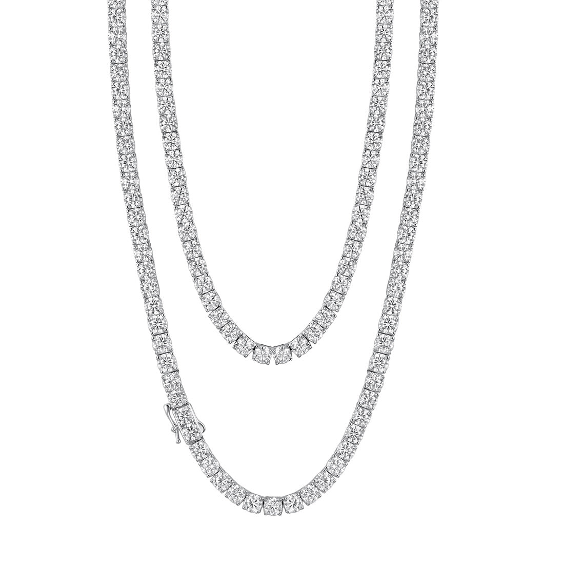 Round Geometric Moissanite Tennis Chain  925 Sterling Silver Necklace