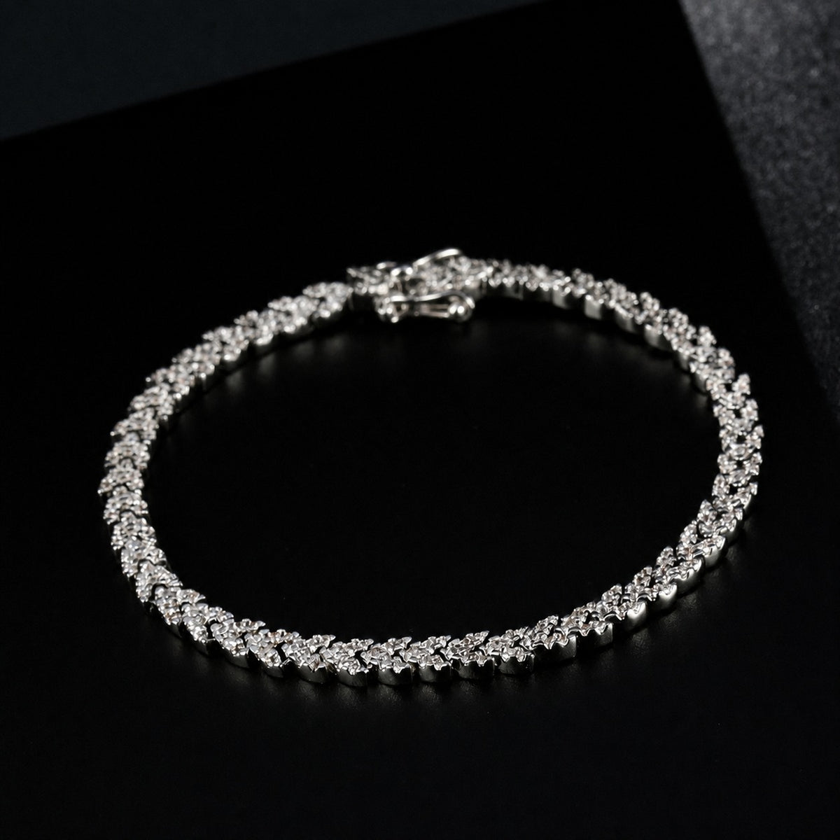 High-Carbon Diamond Wheat Sheaf Versatile 925 Sterling Silver Bracelet