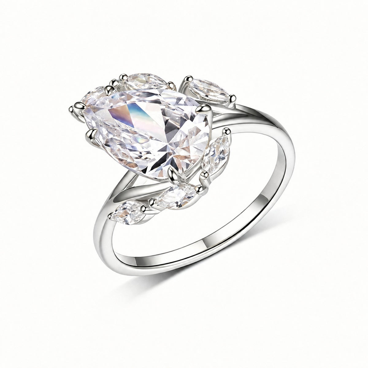Teardrop Shaped Moissanite Center Stone 925 Sterling Silver Stud Earrings