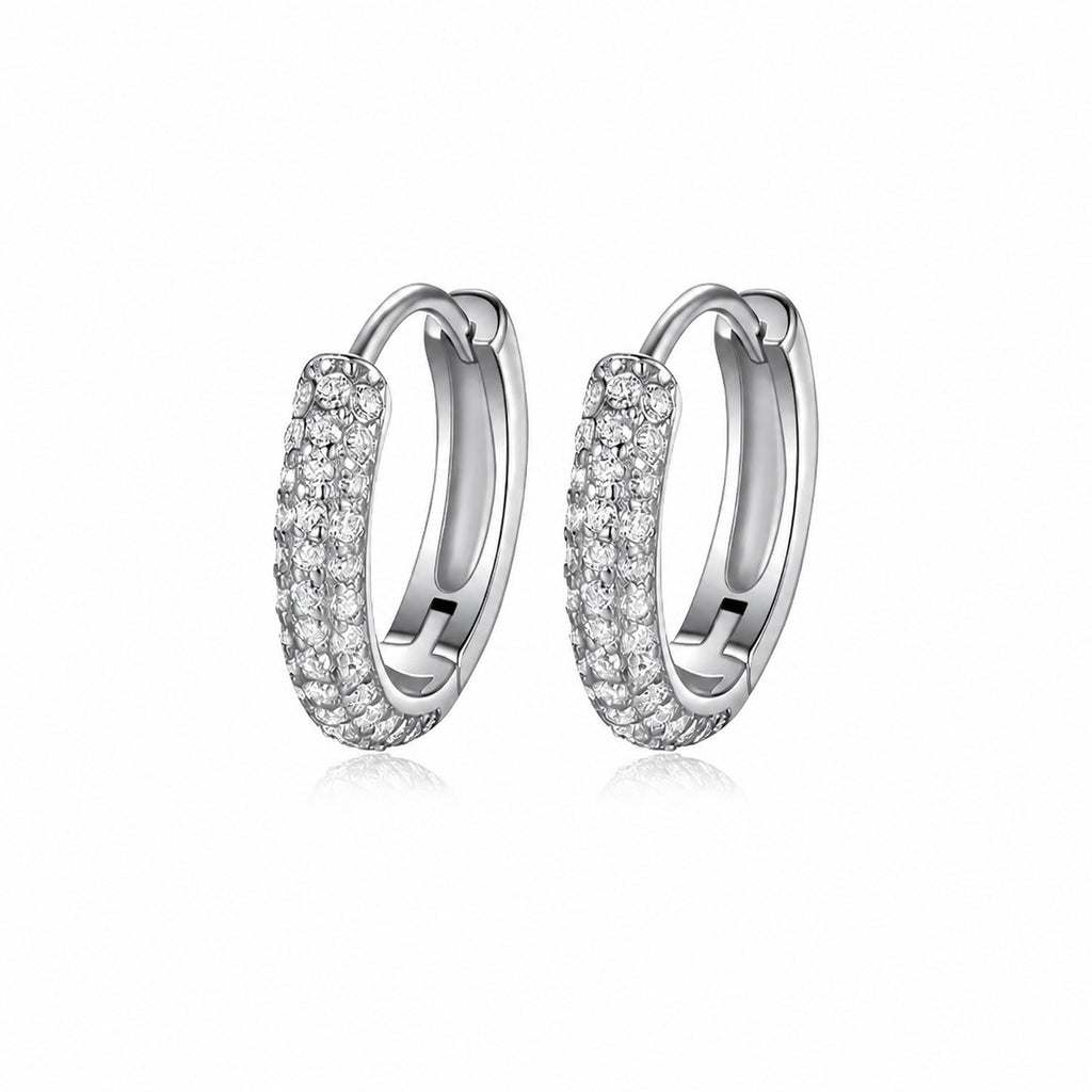 Starry Sky Circle Moissanite 925 Sterling Silver Hoop Earrings