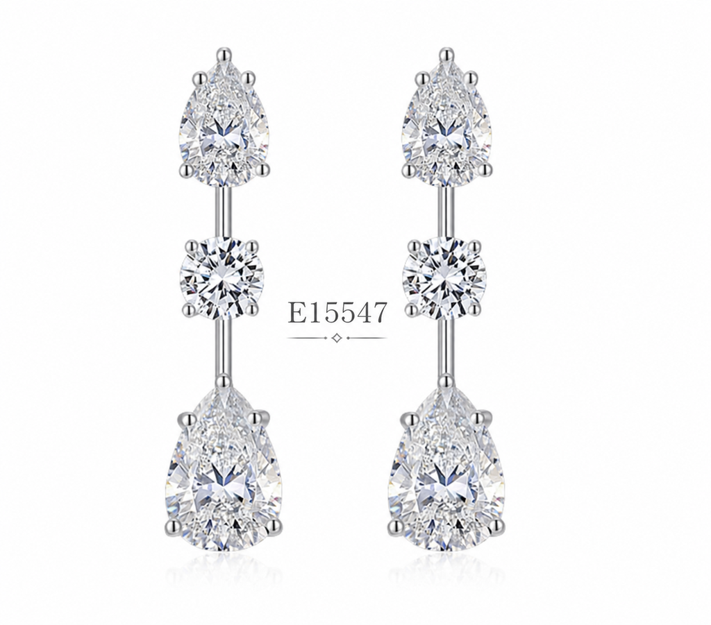 Moissanite Long Drop Earrings 925 Sterling Silver Pear Shape And Multi Shape Dangle Earrings For Women Elegant Fashion Wedding Party Anniversary Gift Fine Jewelry