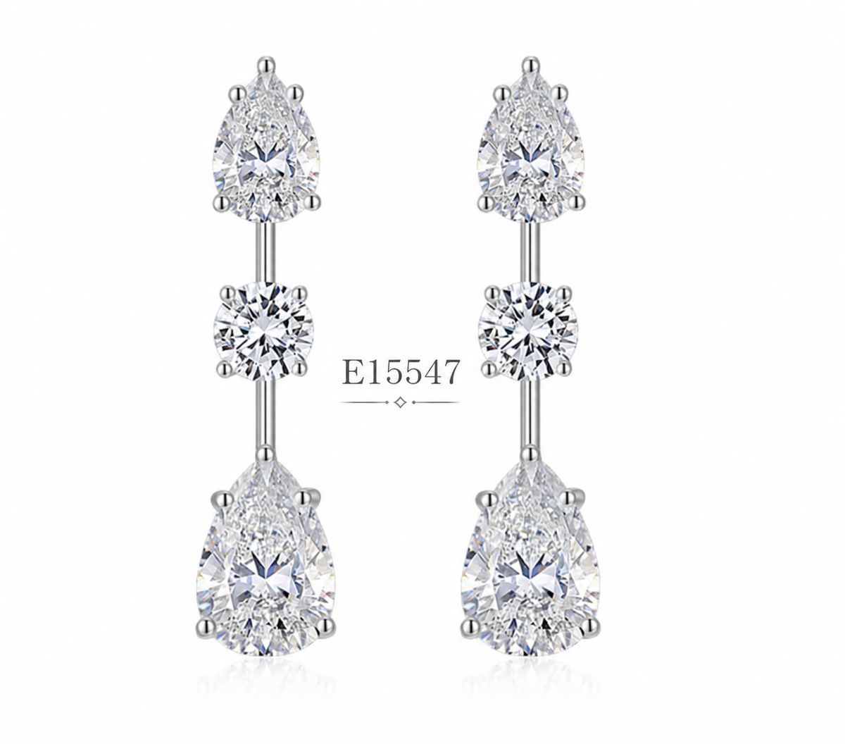 Moissanite Long Drop Earrings 925 Sterling Silver Pear Shape And Multi Shape Dangle Earrings For Women Elegant Fashion Wedding Party Anniversary Gift Fine Jewelry