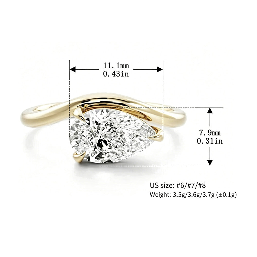 Minimalist Geometric Ring Cubic Zirconia And Pure Metal 925 Sterling Silver 18K Gold Tone White Gold Tone Wave Leaf Clover Pear Cut Open Band Fashion Ring For Women Men
