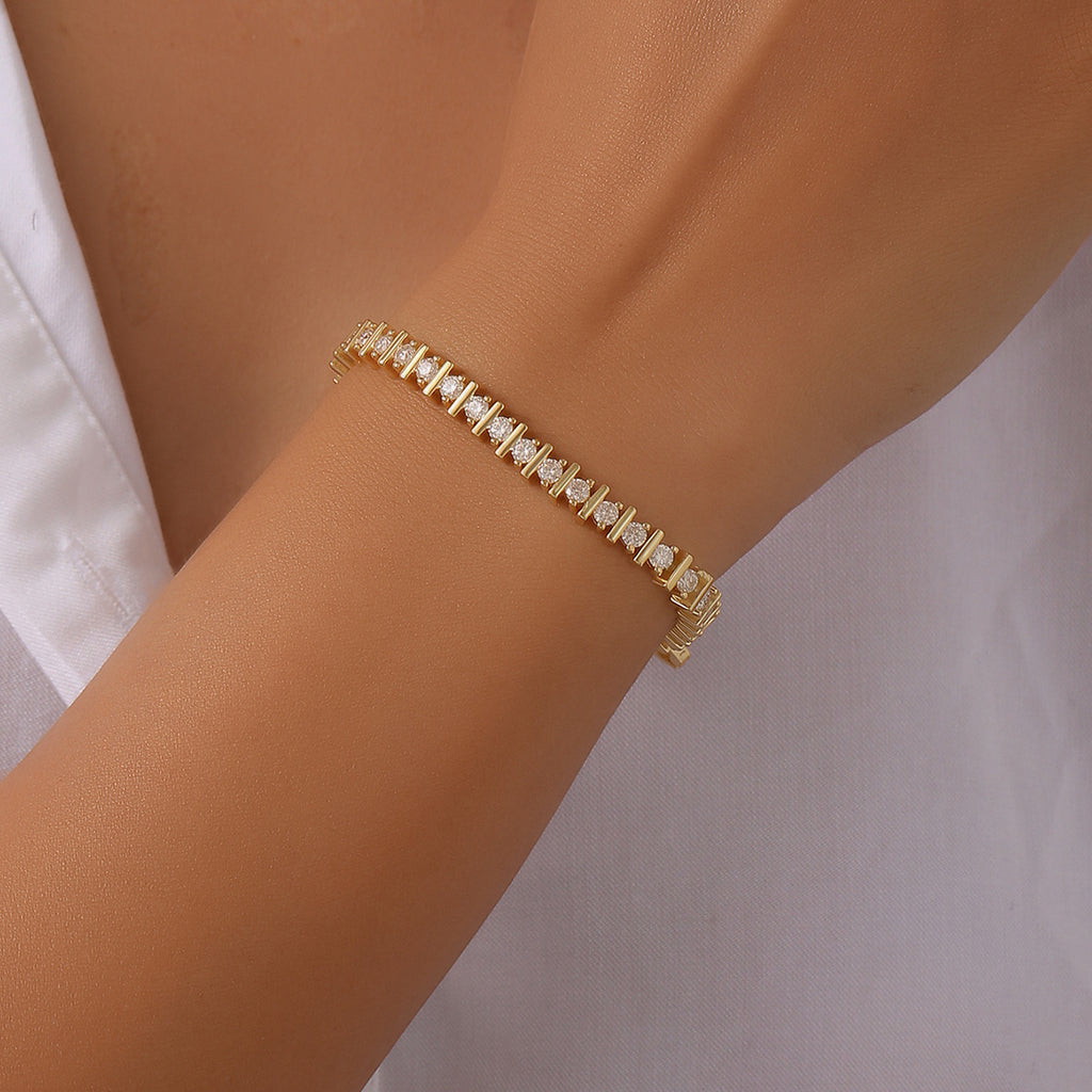Mossanite Women’s European-Style Tennis Chain 925 Sterling Silver Bracelet