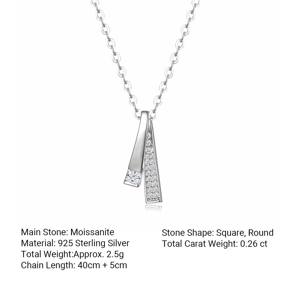 Women’s Moissanite Double Strand Interlaced Necklace 925 Sterling Silver Necklace