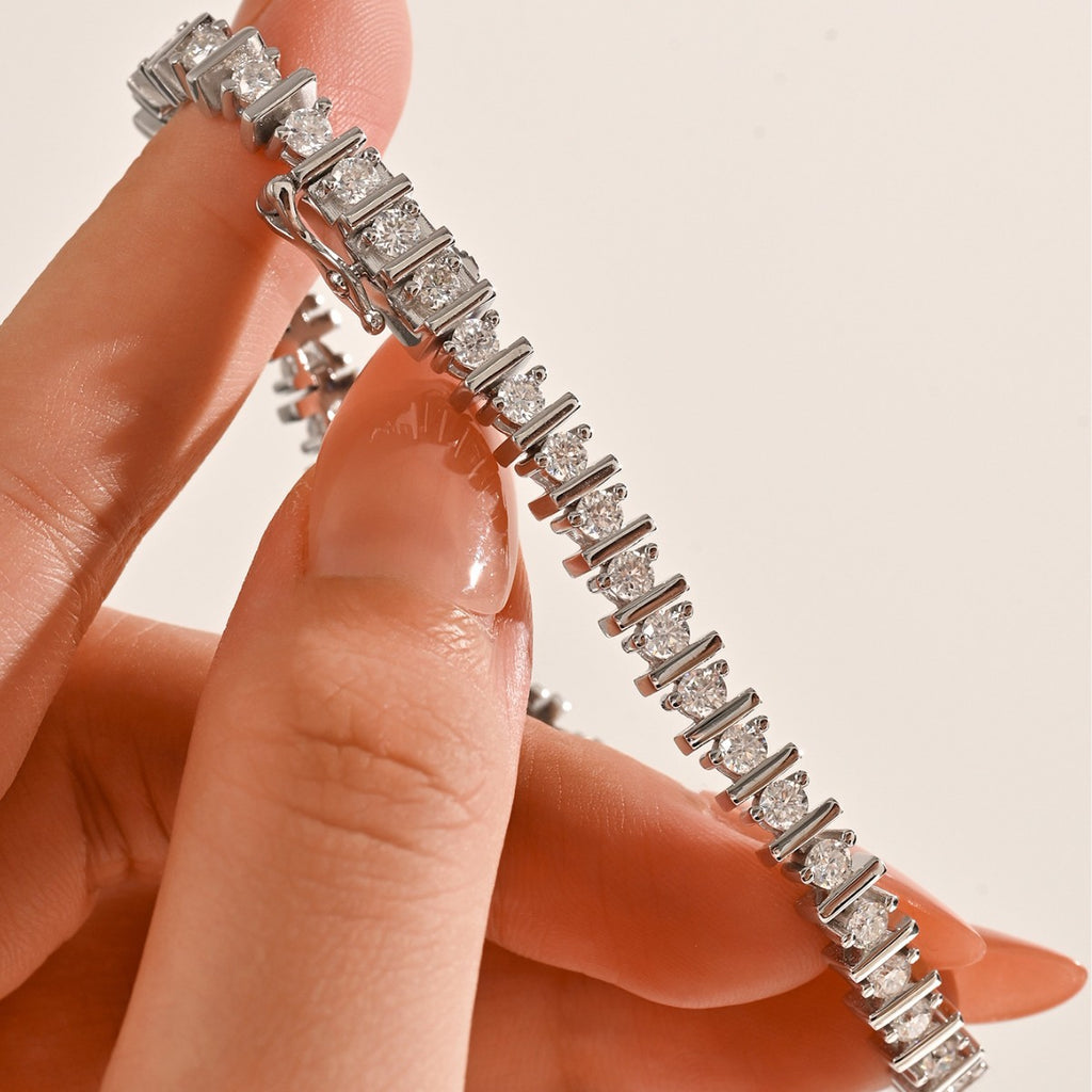 Mossanite Women’s European-Style Tennis Chain 925 Sterling Silver Bracelet