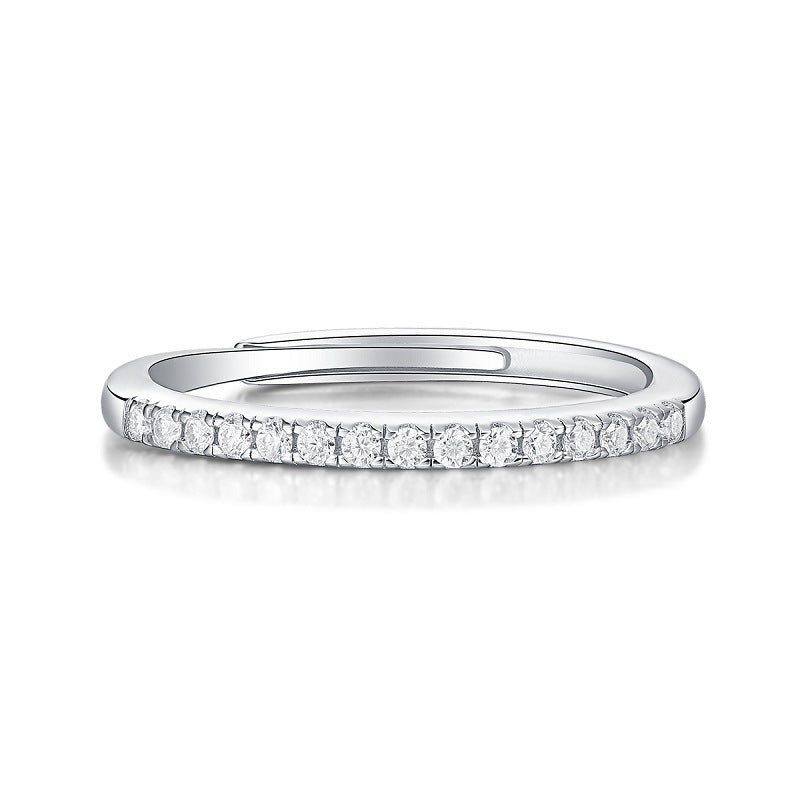 Moissanite Geometric Design Minimalist Fashion Silver 925 Sterling Silver Adjustable Ring