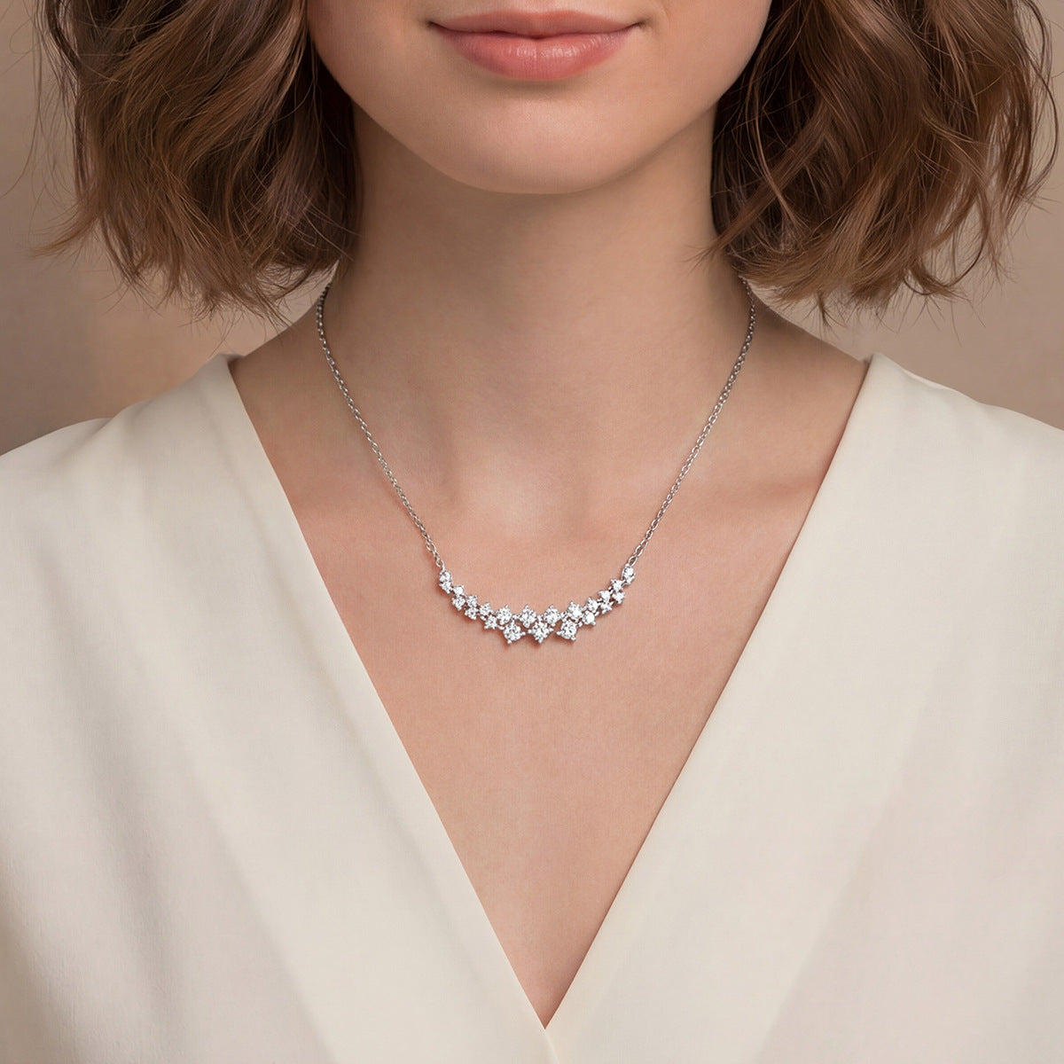Starry Sky Clavicle Chain Moissanite 925 Sterling Silver Necklace