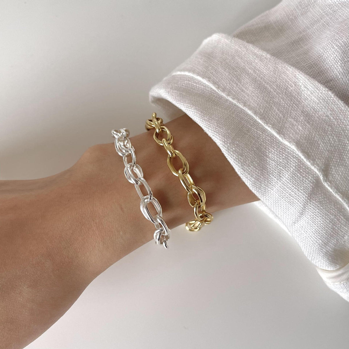 Modern Irregular Curb Chain 925 Sterling Silver Bracelet