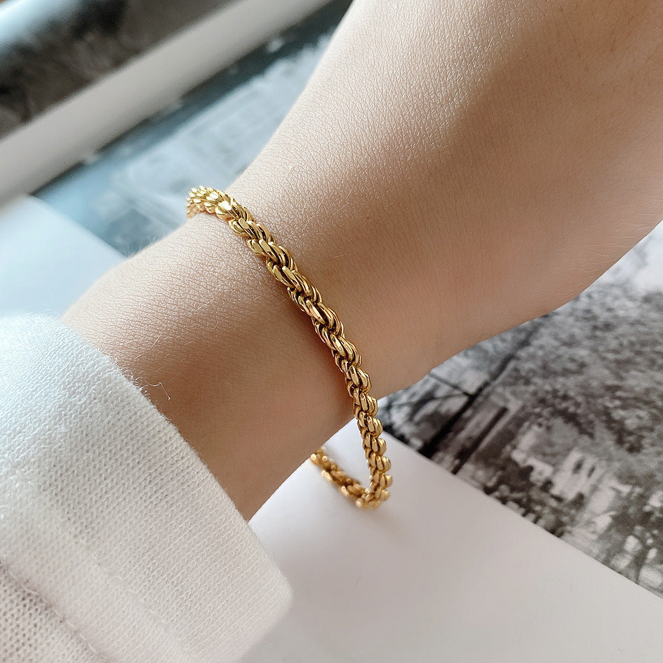 Classic Vintage Twisted Chain 925 Sterling Silver Bracelet