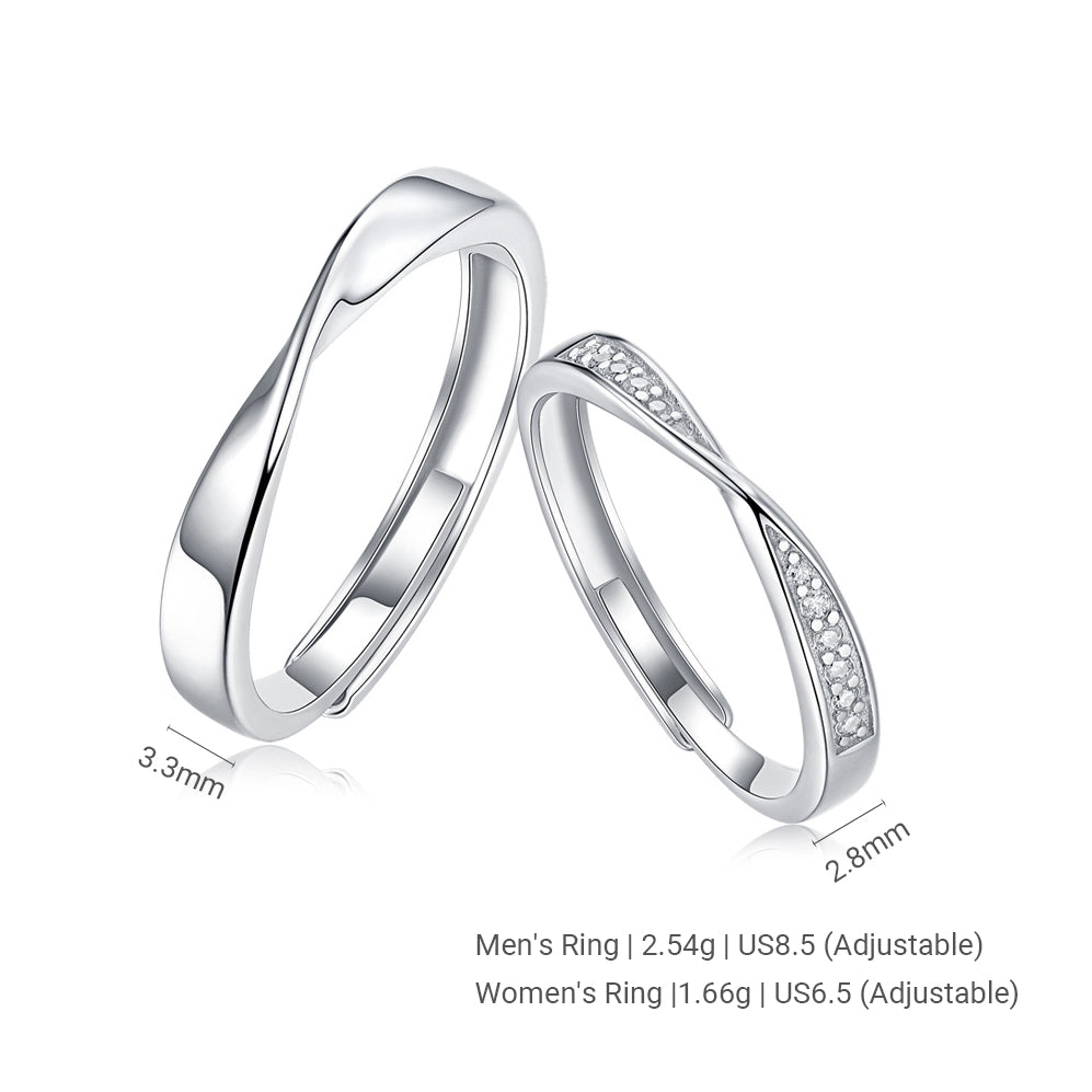 Ins-Style Moissanite Mobius Classic Silver S925 Sterling Silver Couple Rings