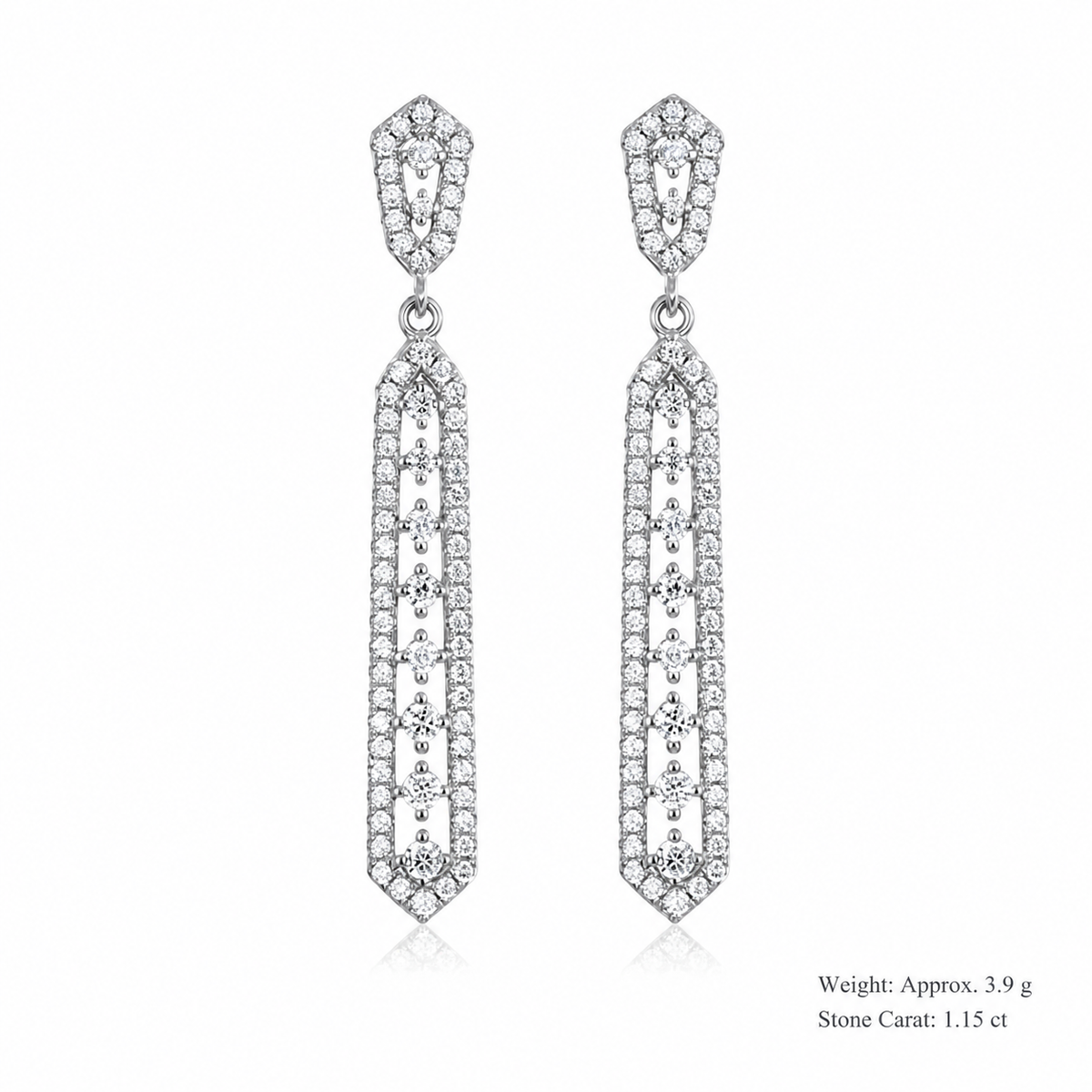 Geometric Long Bar Drop Earrings Moissanite 925 Sterling Silver White Gold Tone Dangle Earrings For Women Elegant Party Wedding Modern Fashion Fine Jewelry Gift 2026 New