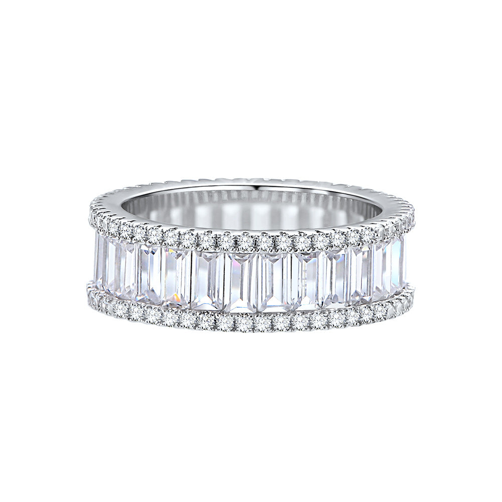 Simple Geometry Baguette CZ Lines 925 Sterling Silver Ring