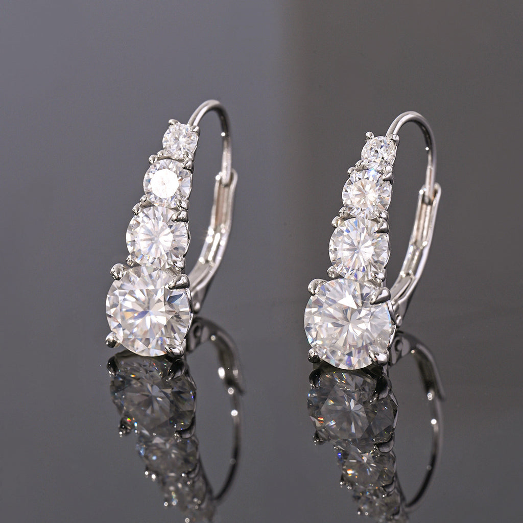 Mossanite Step-Set Design  Affordable Luxury  Versatile  925 Sterling Silver Earrings