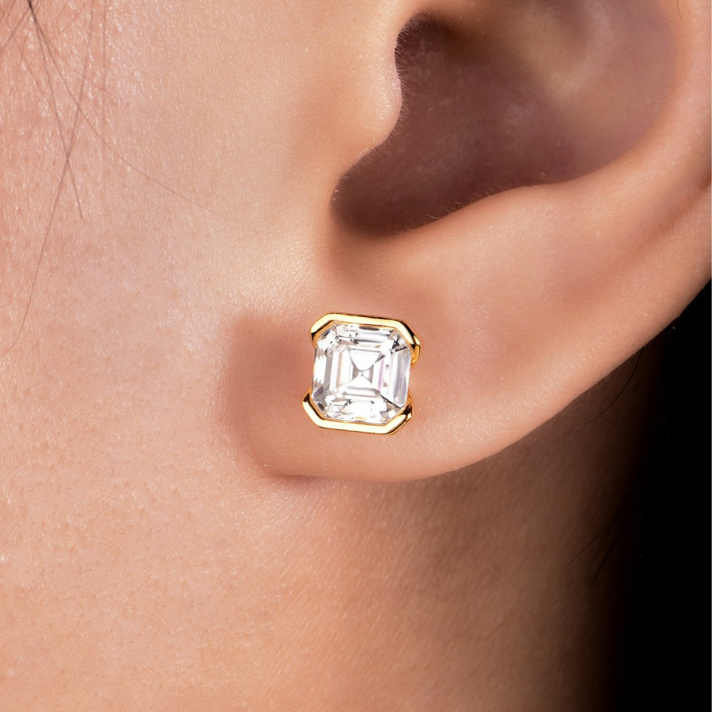Square Moissanite 925 Sterling Silver Stud Earrings