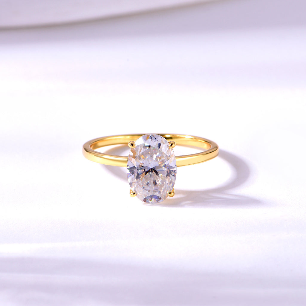 Oval Cut Moissanite 925 Sterling Silver Four Prong  Solitaire Ring