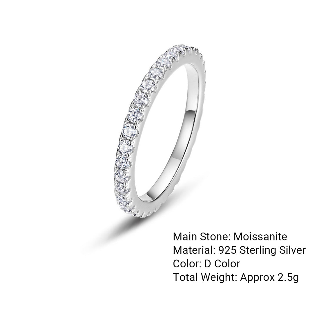 Round Moissanite Fully Set 925 Sterling Silver Ring