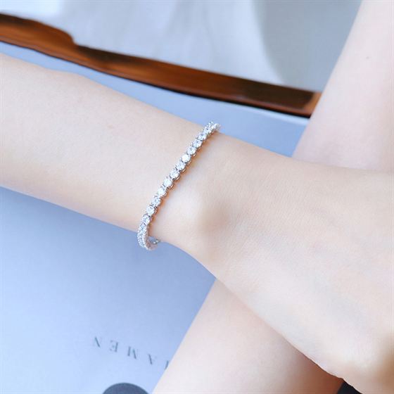 0.2ct 0.5ct Elegant CZ 925 Sterling Silver Bracelet