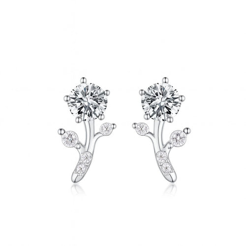Branch Bud Moissanite Ear  925 Sterling Silver Six Prong Round Stud Earrings