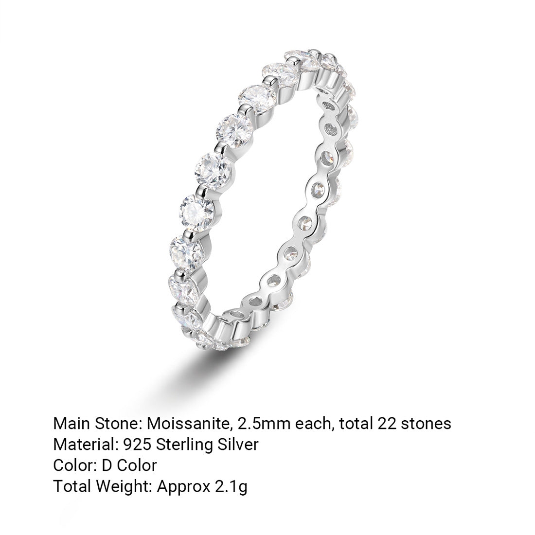 Sparkling Cubic Zirconia 925 Sterling Silver Round Ring