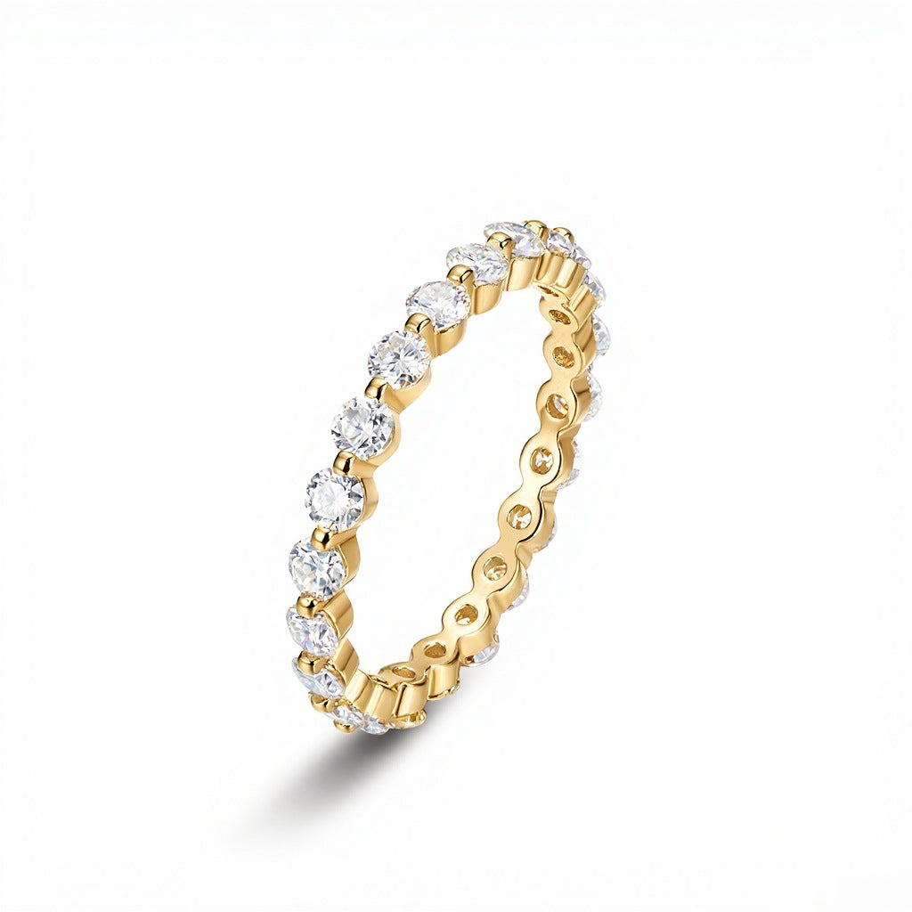 Sparkling Cubic Zirconia 925 Sterling Silver Round Ring
